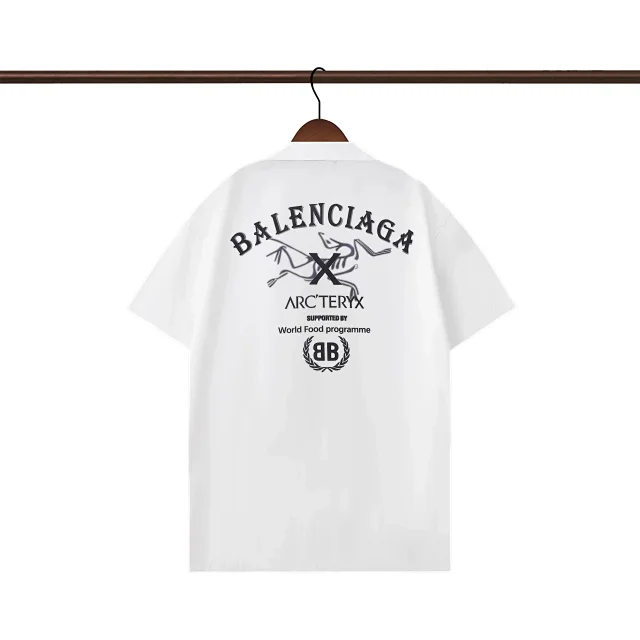 Balenciaga Shirts Short-Sleeve Logo-Print Button-Up Shirt product detail image 21