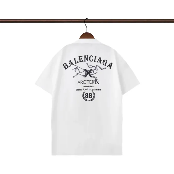 Balenciaga Logo Stripe Short-Sleeve Shirt Black and White - 23