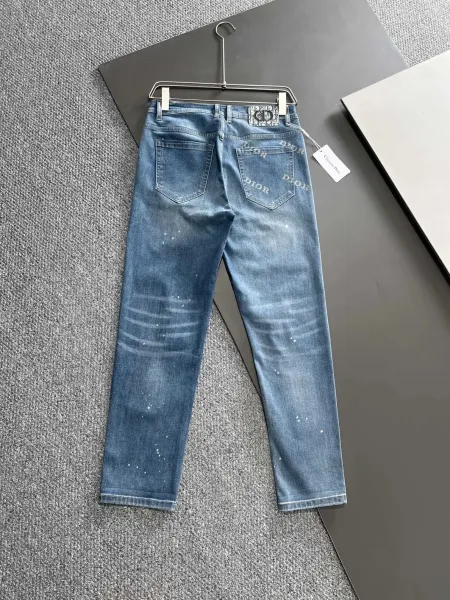 Louis Vuitton x Dior Collaboration Logo Print T-Shirt and Distressed Denim Jeans Set - 18