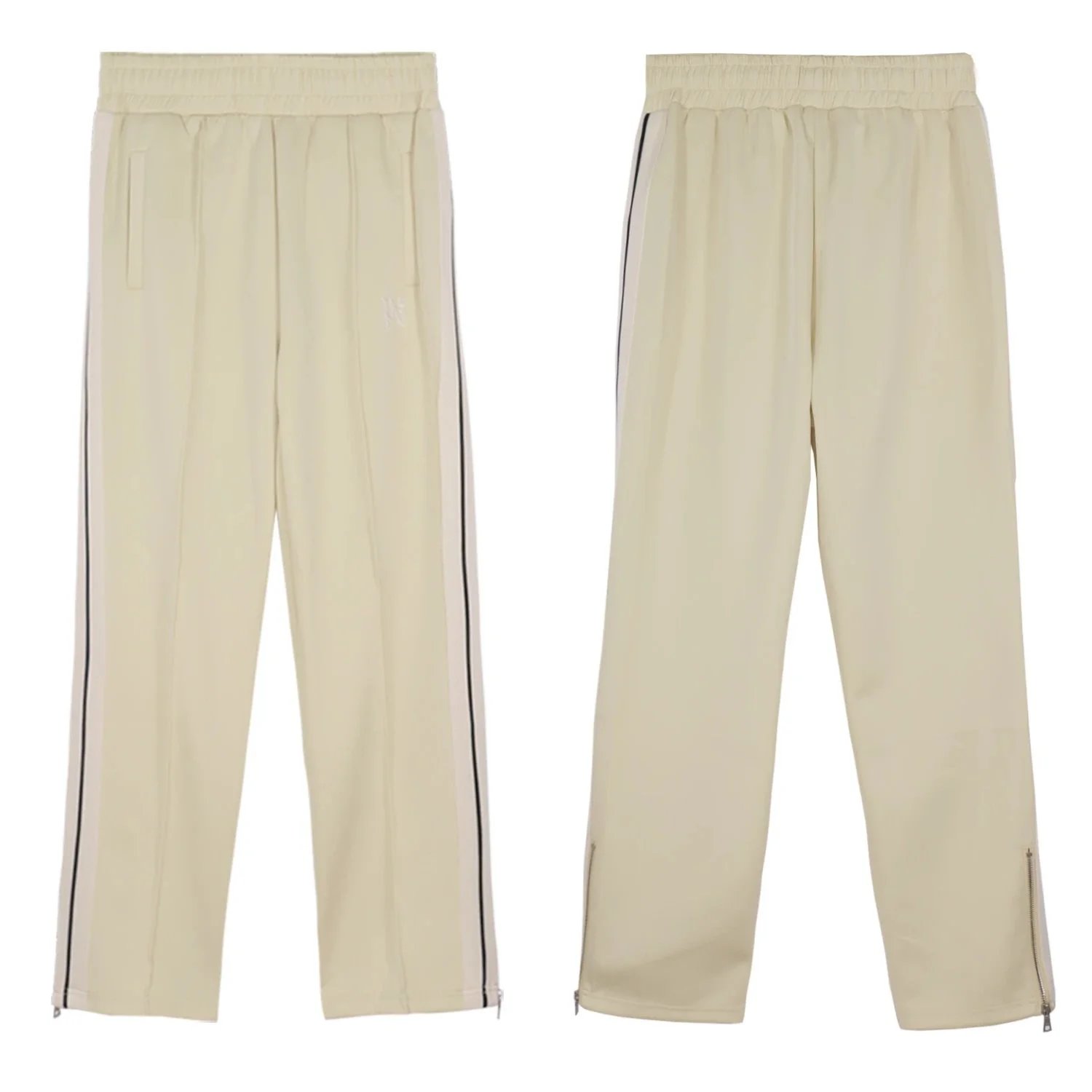 Palm Angels Track Pants Black with White Side Stripes and Gold Embroidery - 30
