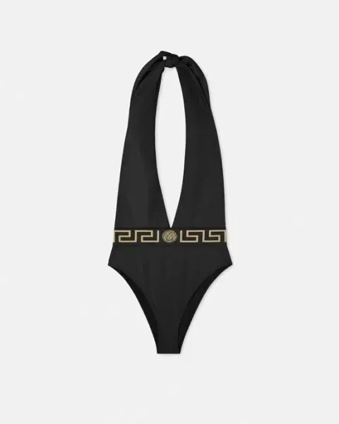 Versace Iconic Greca Pattern Blue Yellow Triangle Bikini Set - 45