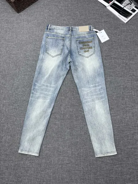 Louis Vuitton x Dior Collaboration Logo Print T-Shirt and Distressed Denim Jeans Set - 22