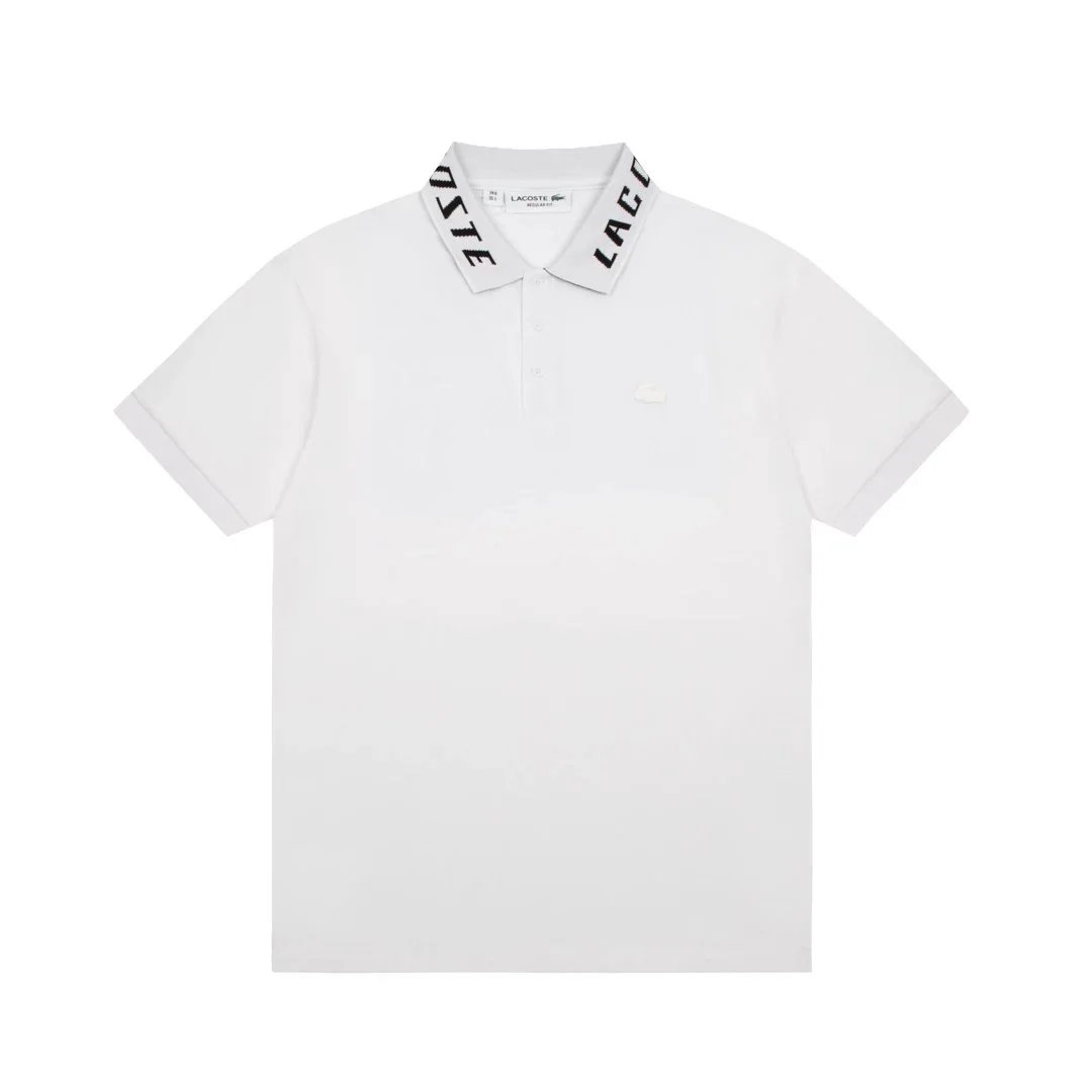 Lacoste Polo Shirt Black with Green Striped Collar and Star Print Cuff Tops.polo - 14