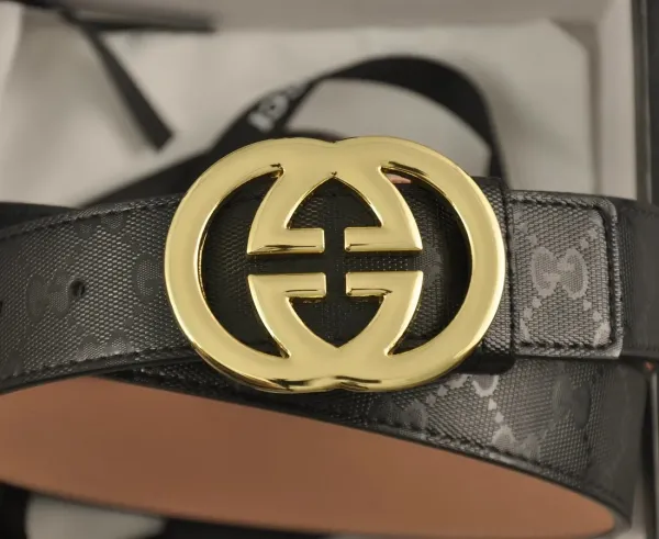 Gucci GG Marmont Belt Black Leather with Web Stripe Buckle - 8