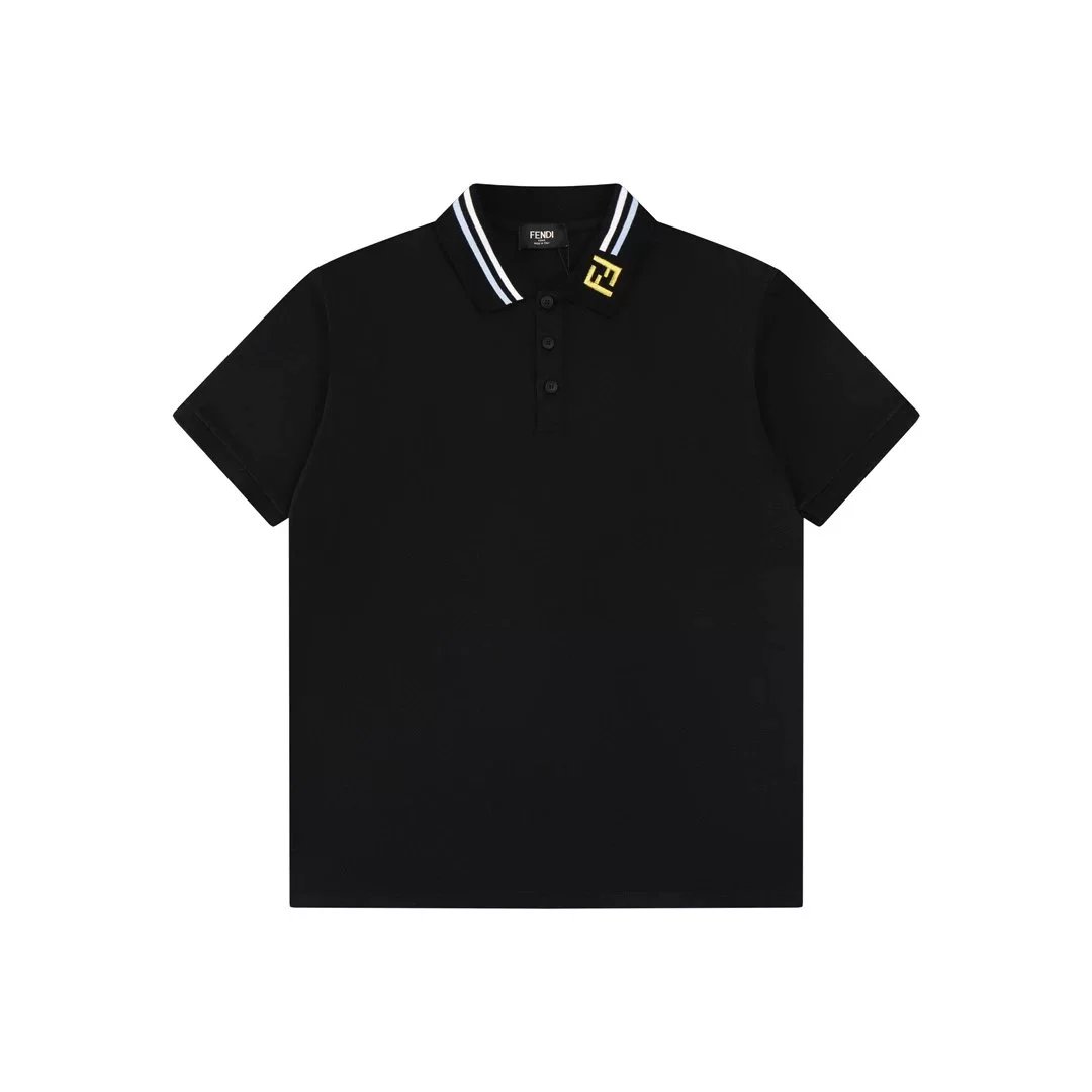 Fendi Diroma Polo Black with Yellow and Gray Trim Polo Shirt - 8