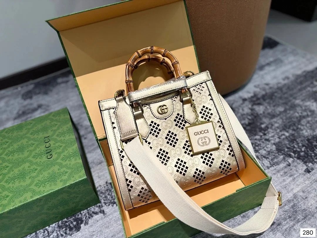 Gucci Hobo Bucket Bag Beige Brown GG Monogram with Web Stripe Shoulder Bag - 31