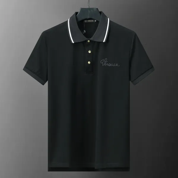 Versace Jeans Couture Shield Embroidered Polo Black Polo Shirt - 21