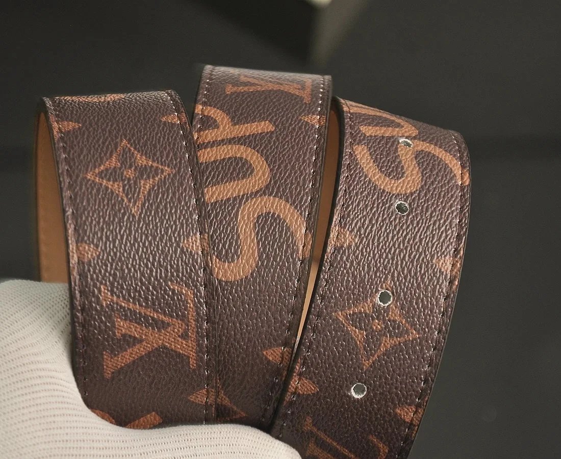 Louis Vuitton Damier Azur Belt with LV Twist Buckle White Leather Belt - 7