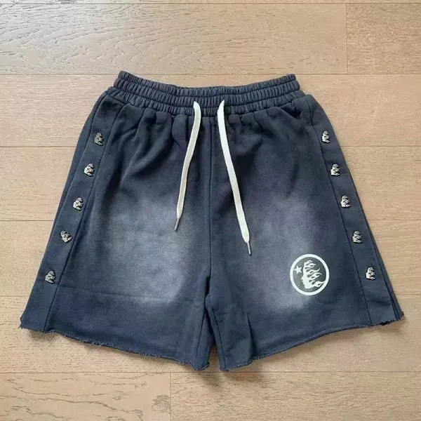 Hellstar x Saint Tears Graphic Print Black Sweat Shorts - 11