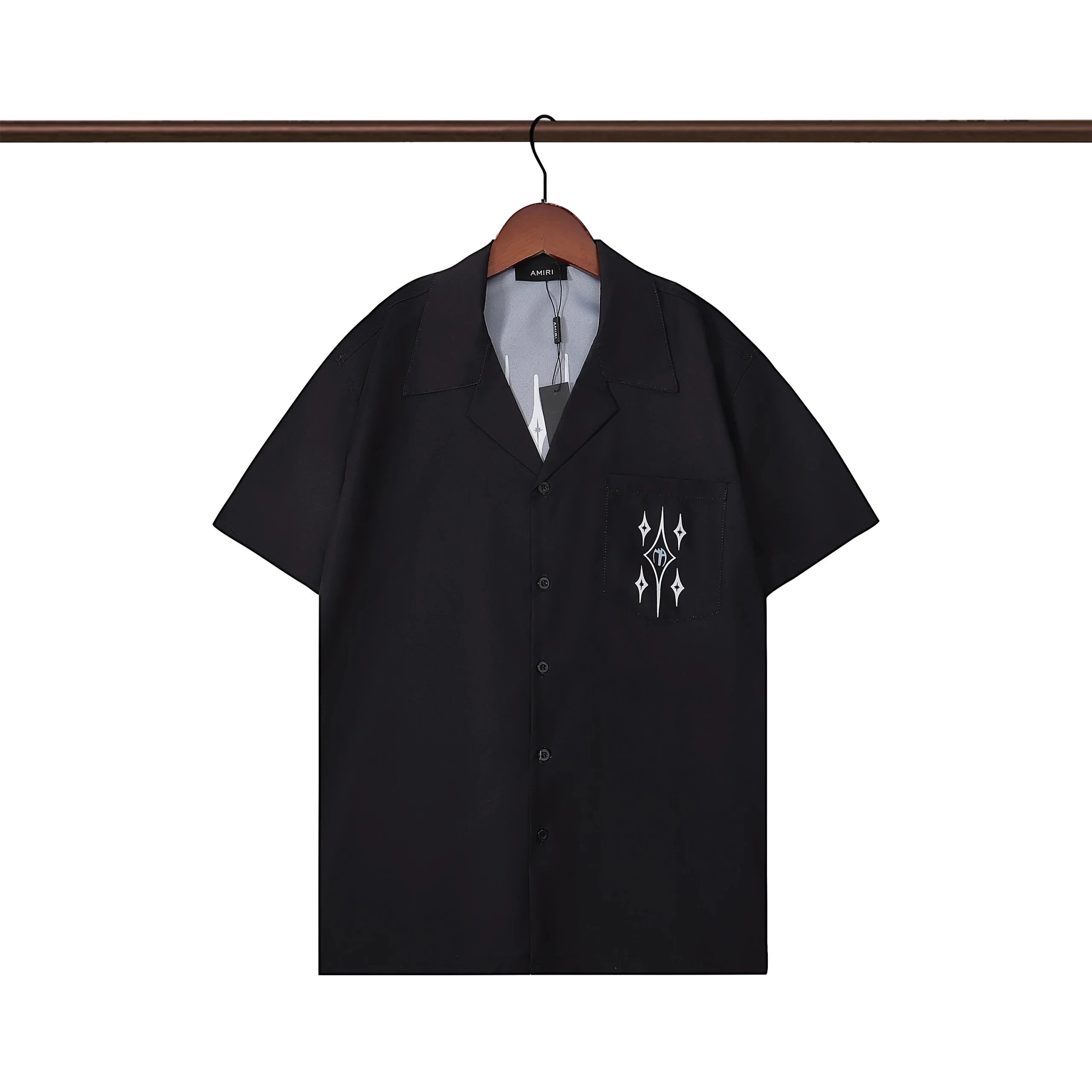 Amiri Graffiti Print Short-Sleeve Shirt Navy - 20