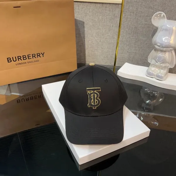Burberry Logo Embroidery Baseball Cap Black - 14