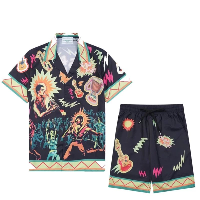 Design Grid Print Baseball Shorts White Pink Green - 12