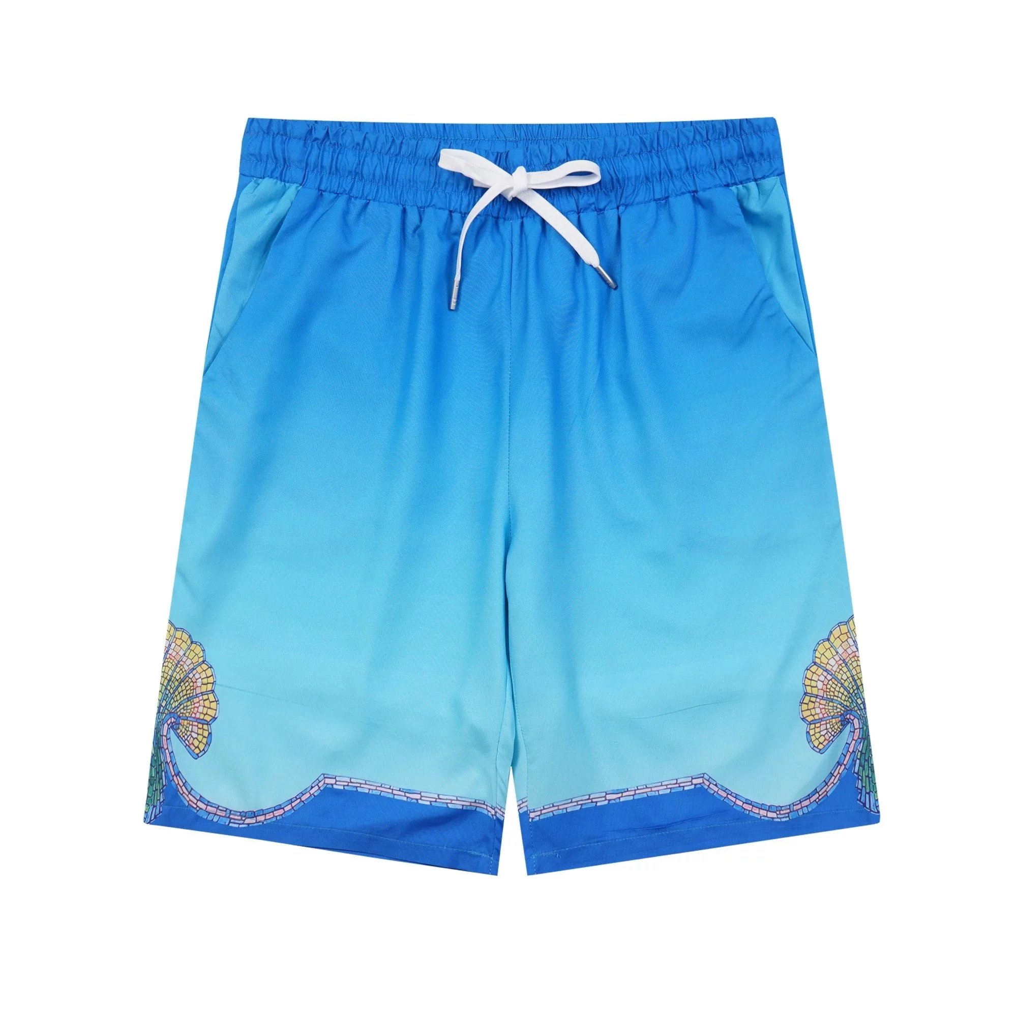 Design Grid Print Baseball Shorts White Pink Green - 17