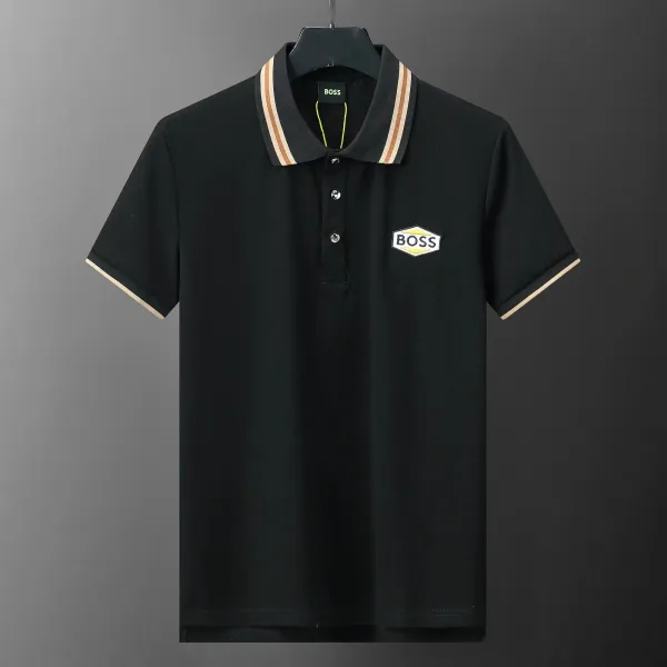 Hugo Boss Logo Polo Black with Yellow Trim Polo - 24