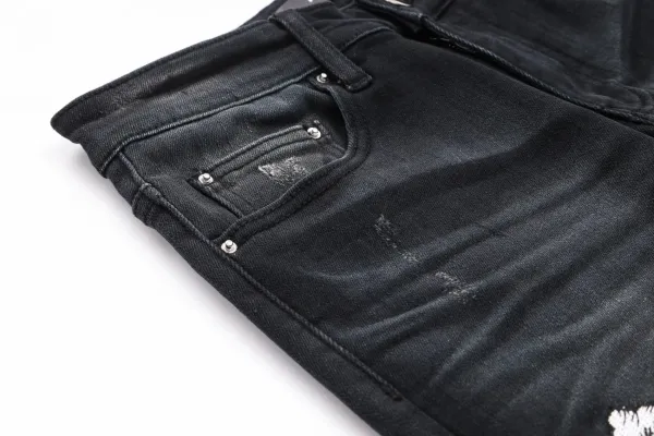 Amiri Distressed Skull Print Black Jeans - 12