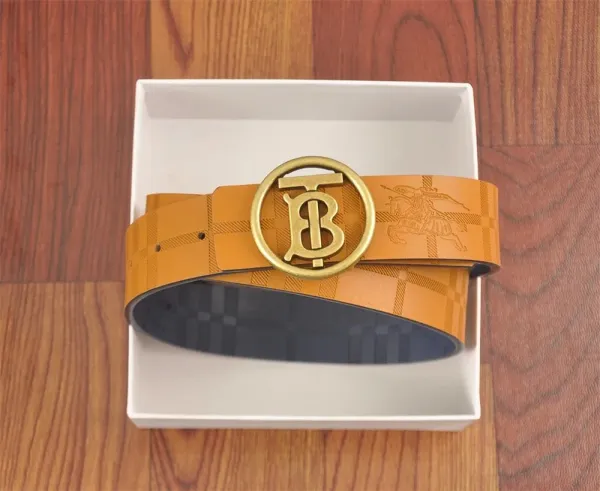 Burberry Monogram Check Belt White / Red Leather Belt - 14