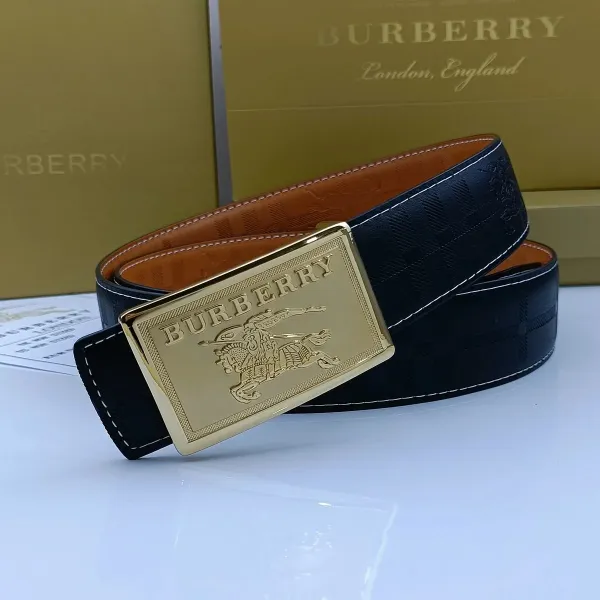 Burberry TB Monogram Check Leather Belt Tan - 11