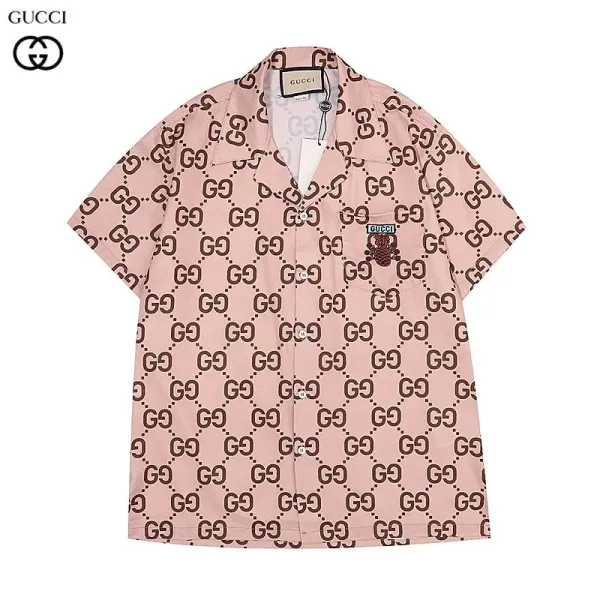 Gucci GG Embroidered Shirt White with Red-Green Trim - 37