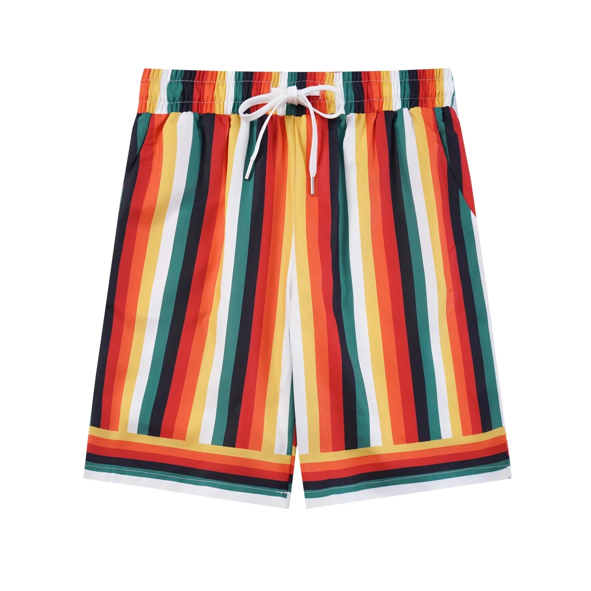 Design Grid Print Baseball Shorts White Pink Green - 32