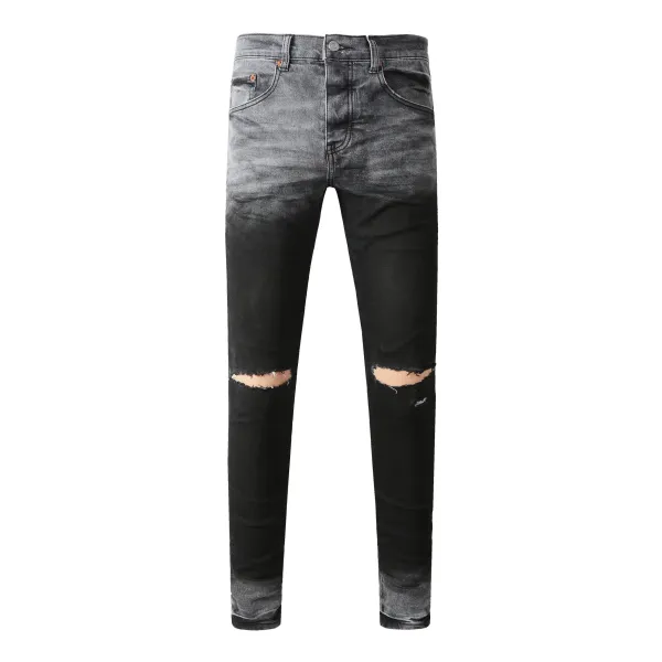Purple x Unknown Artist Distressed Paint-Splatter Slim Fit Jeans - 15