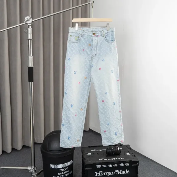 Louis Vuitton x Takashi Murakami Monogram Flower Patch Black Jeans - 14