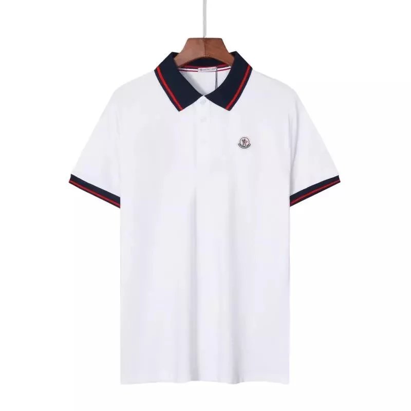 Moncler Logo Embroidered Navy Polo Shirt with Red Trim - 18