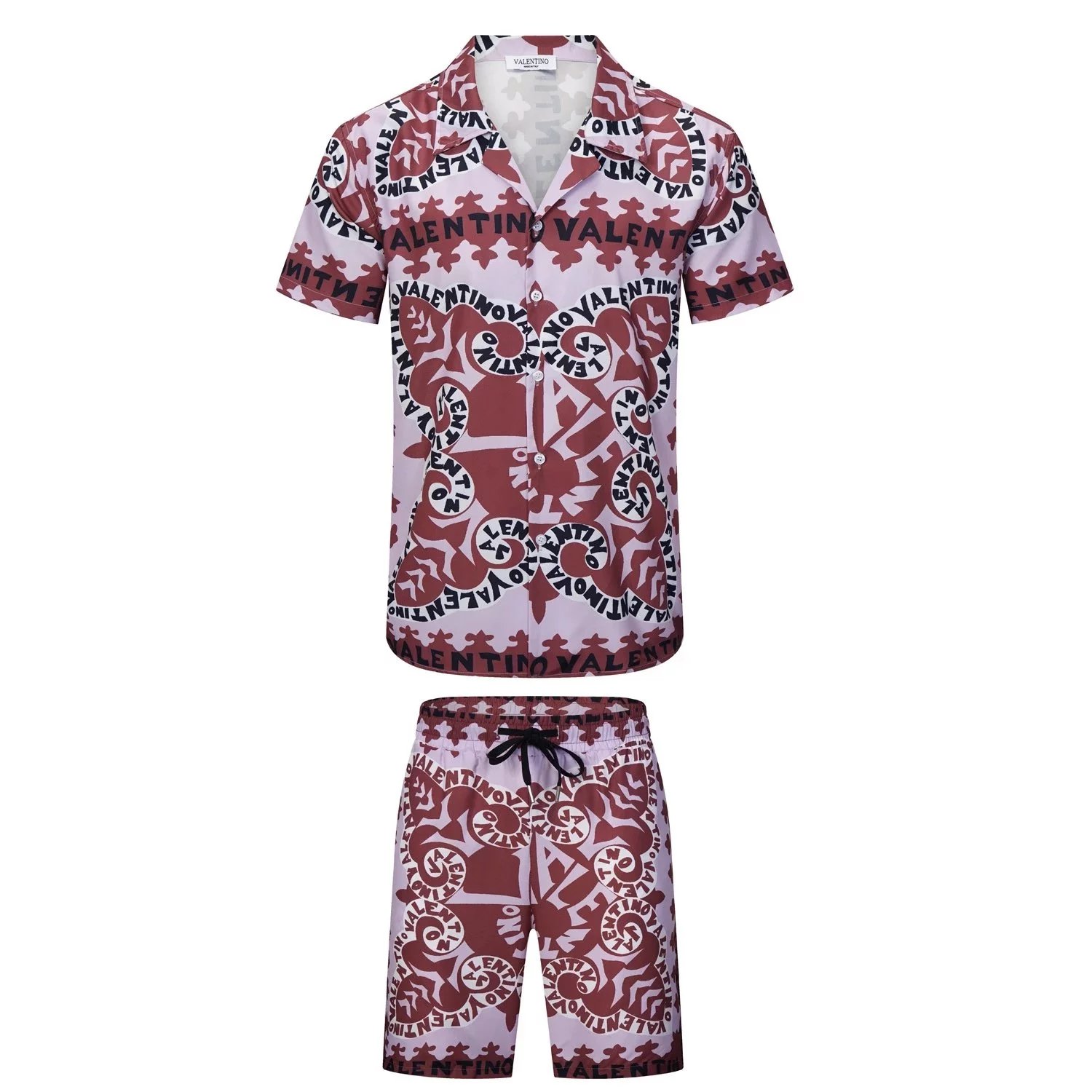 Valentino Logo Print Blue and White Resort Set - 17