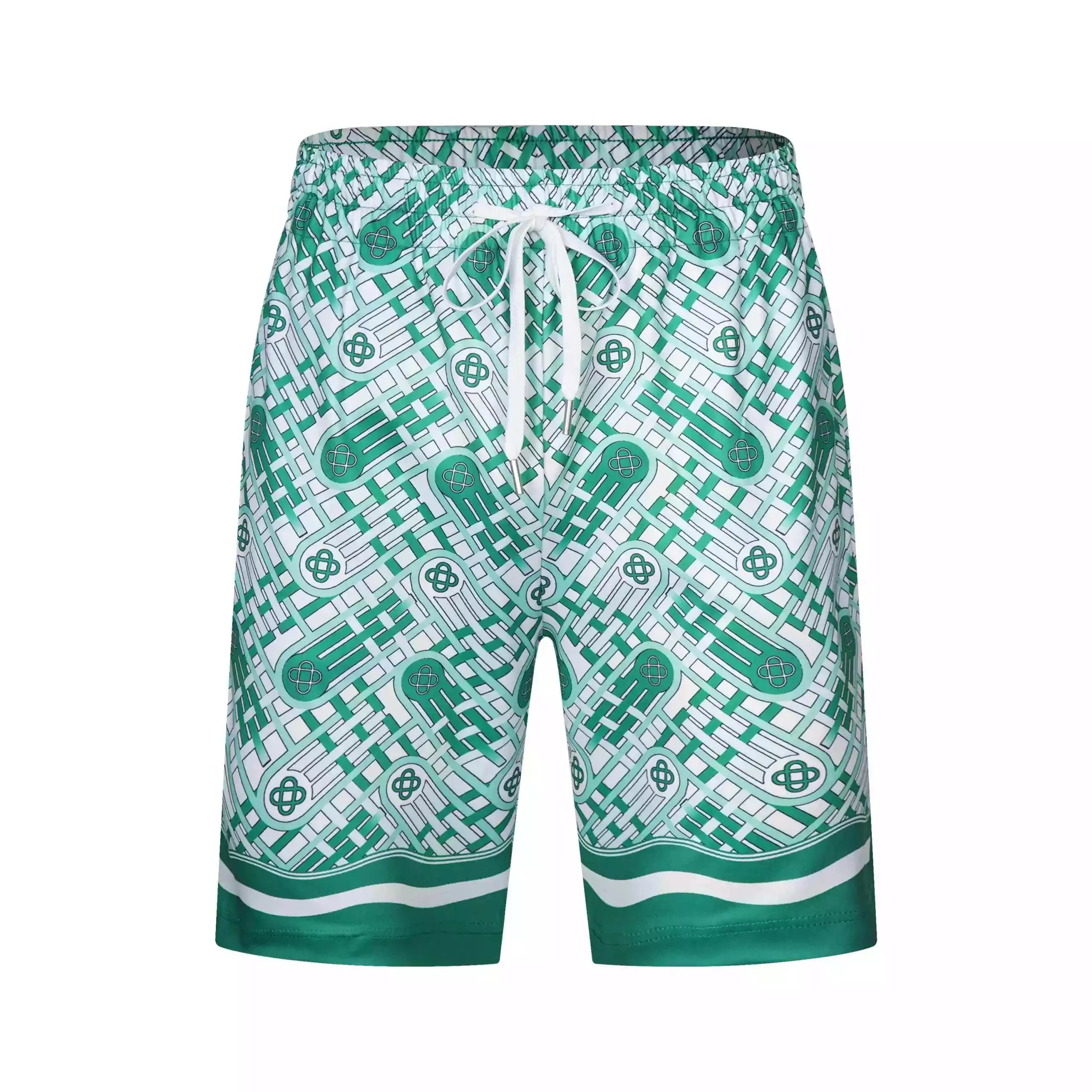 Design Wave Print Swim Trunks Blue Multicolor Shorts - 33