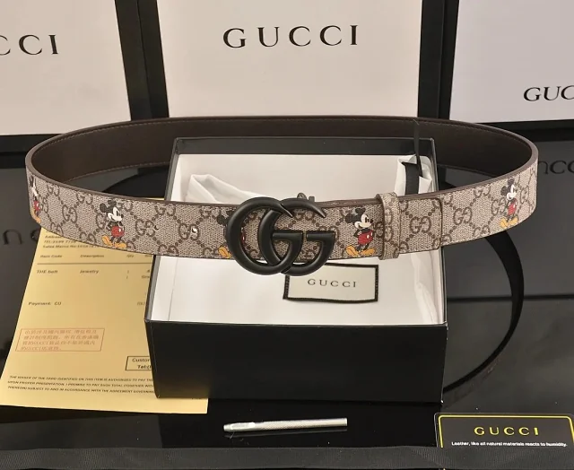 Gucci Belts Mickey Mouse Print Double G Buckle Belt product detail image 3
