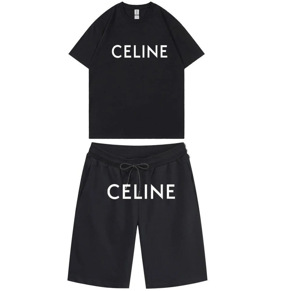 Celine Logo T-Shirt/Shorts Set
