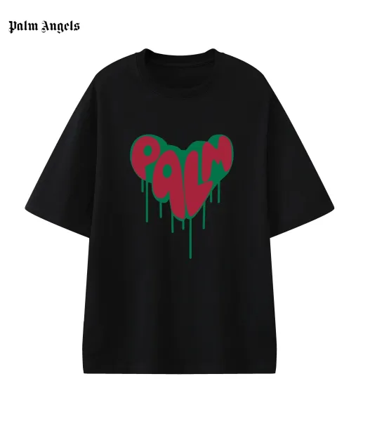 Palm Angels Heart Drip Logo Black T-Shirt - 13