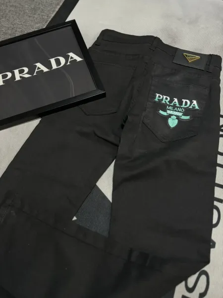Prada Logo-Embroidered Black Jeans - 15
