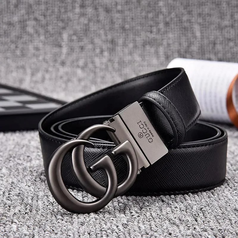 Gucci Black Leather Belt with Double G Buckle