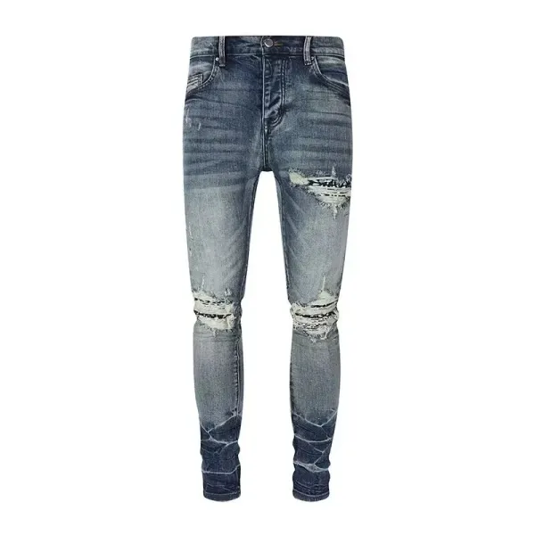 Gallery Dept. Distressed Denim Jeans with Turquoise Underlayer - 17