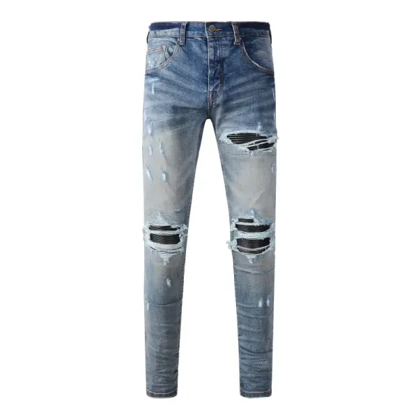 Gallery Dept. Distressed Denim Jeans with Turquoise Underlayer - 20