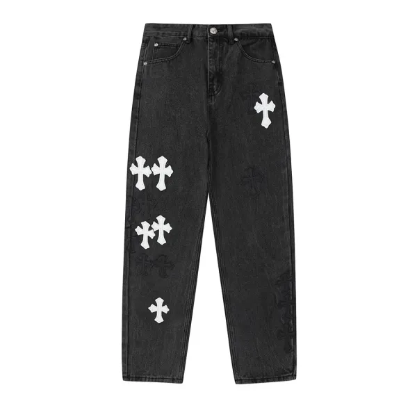 Saint Tears Cross Embroidered Black Jeans - 26