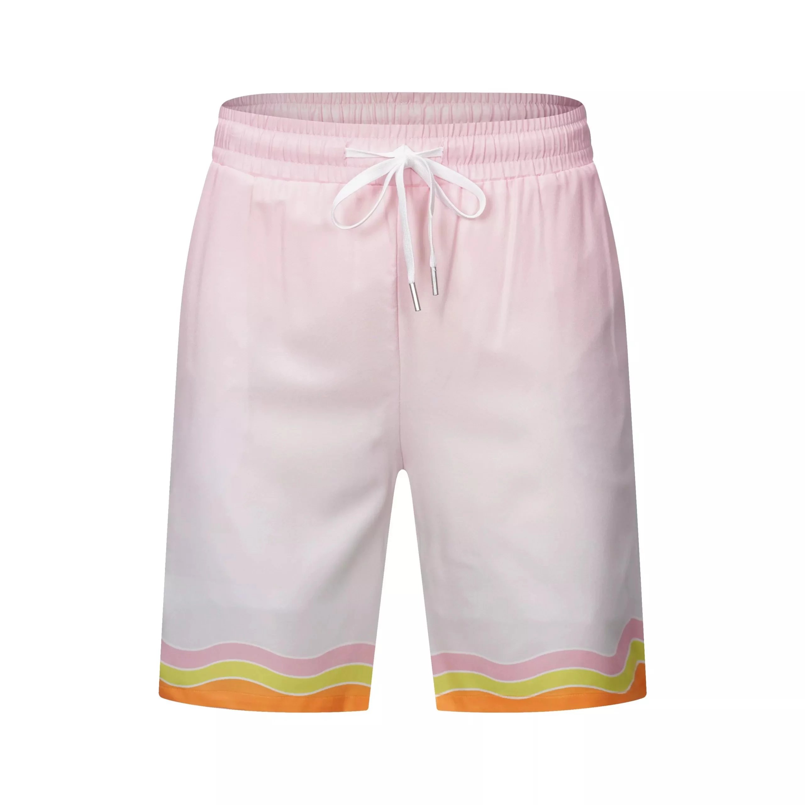 Design Stripe-Trimmed White Drawstring Shorts - 23