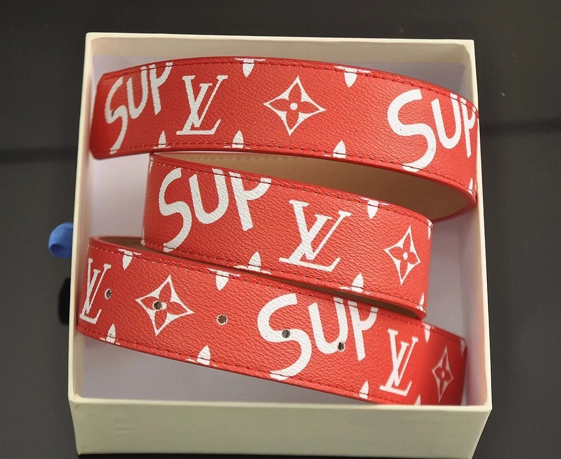 Louis Vuitton Damier Azur Belt with LV Twist Buckle White Leather Belt - 5