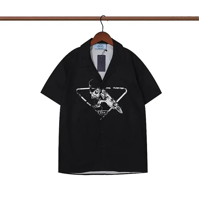 Prada Shirts Short-Sleeve Printed Camp-Collar Shirt product detail image 20
