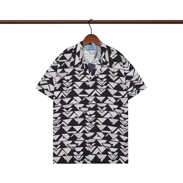 Prada Shirts Short-Sleeve Printed Camp-Collar Shirt product detail image 24
