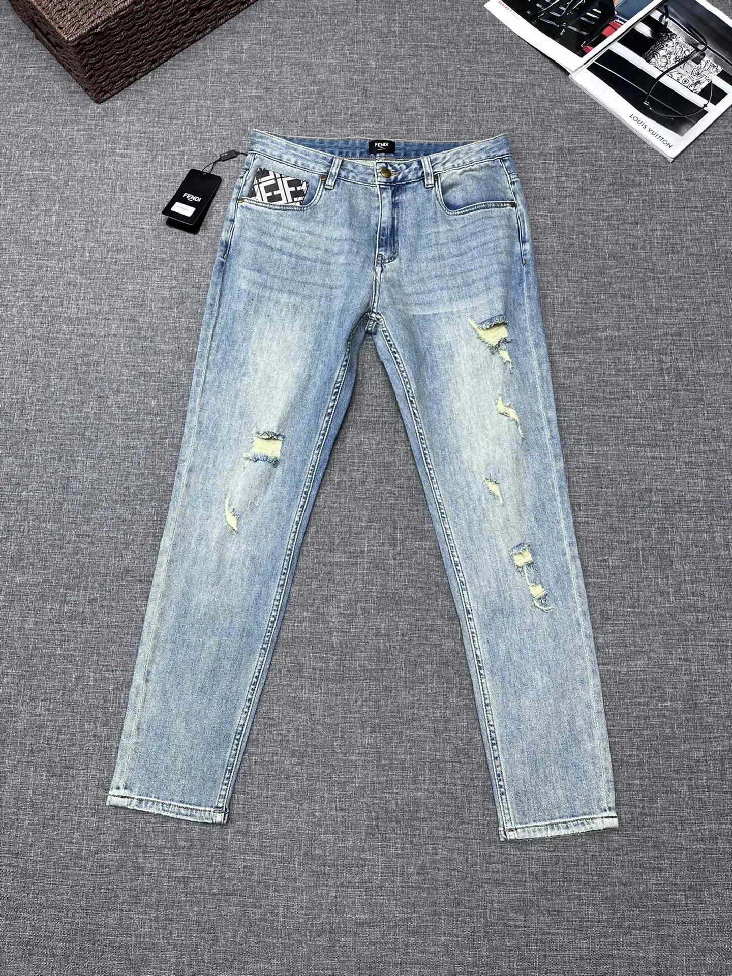 Fendi Embroidered Patch Denim Jeans Blue - 27