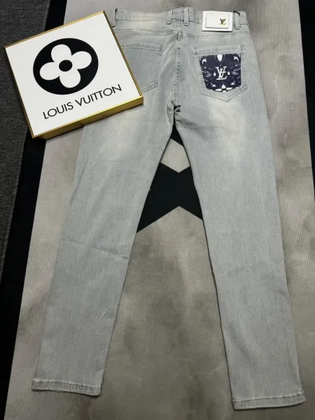 Louis Vuitton Monogram Pocket Detail Light Wash Jeans - 14