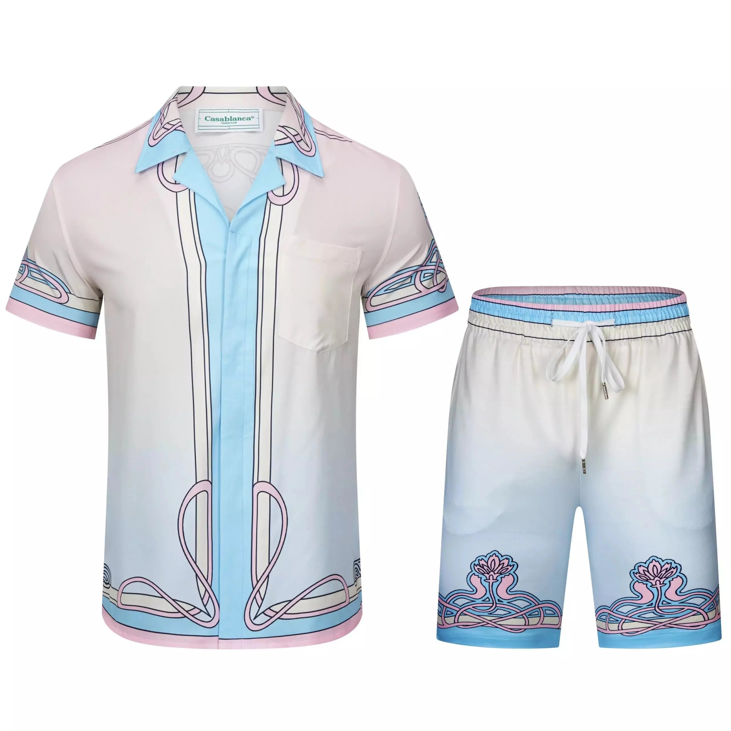 Design Stripe-Trimmed White Drawstring Shorts - 12