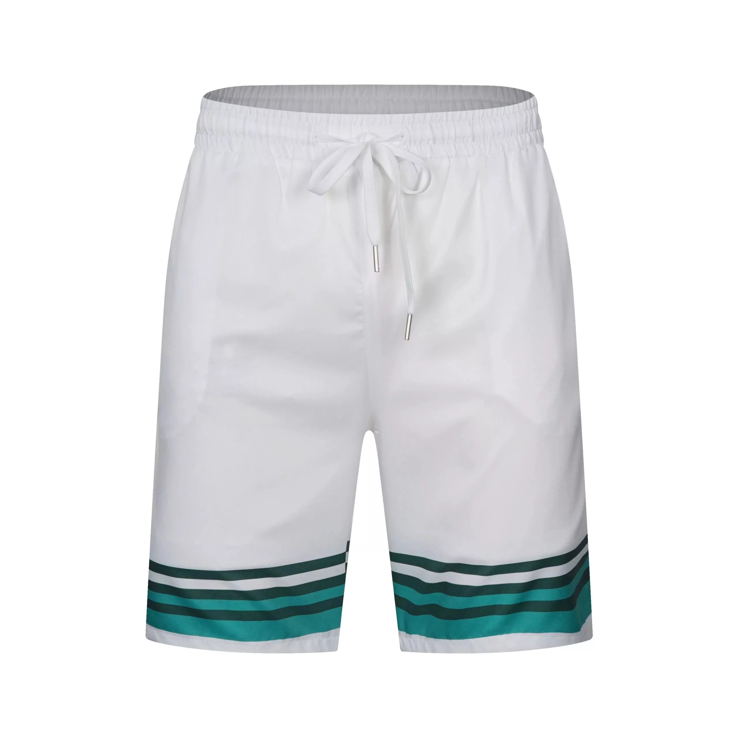 Design Stripe-Trimmed White Drawstring Shorts - 17