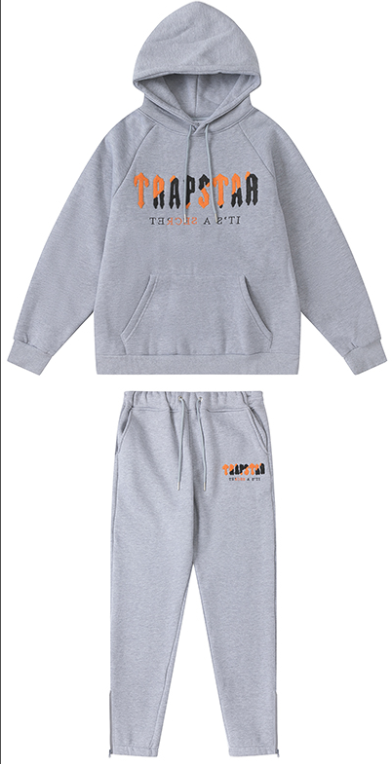 Trapstar Logo Hoodie and Sweatpants Set Gray - 1