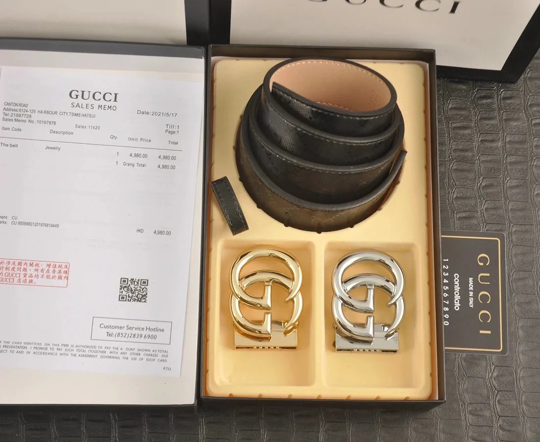 Gucci Belts GG monogram belt with interchangeable Double G buckle image 8