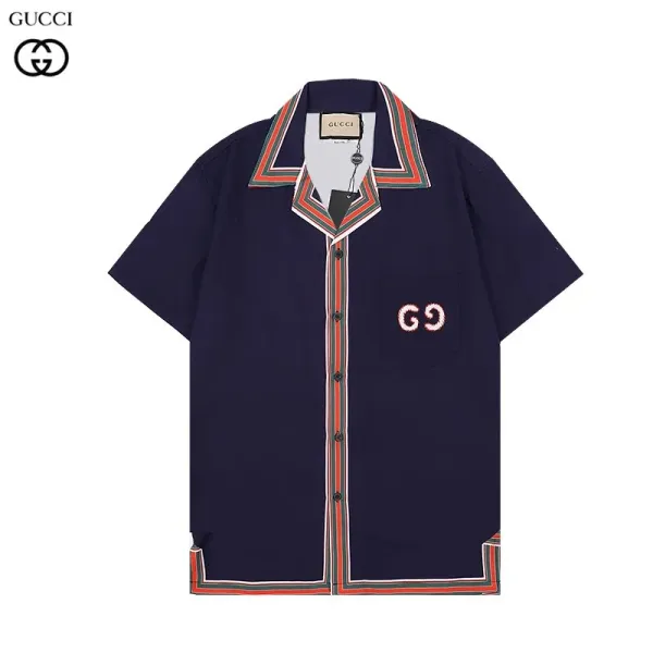 Gucci GG Embroidered Shirt White with Red-Green Trim - 33