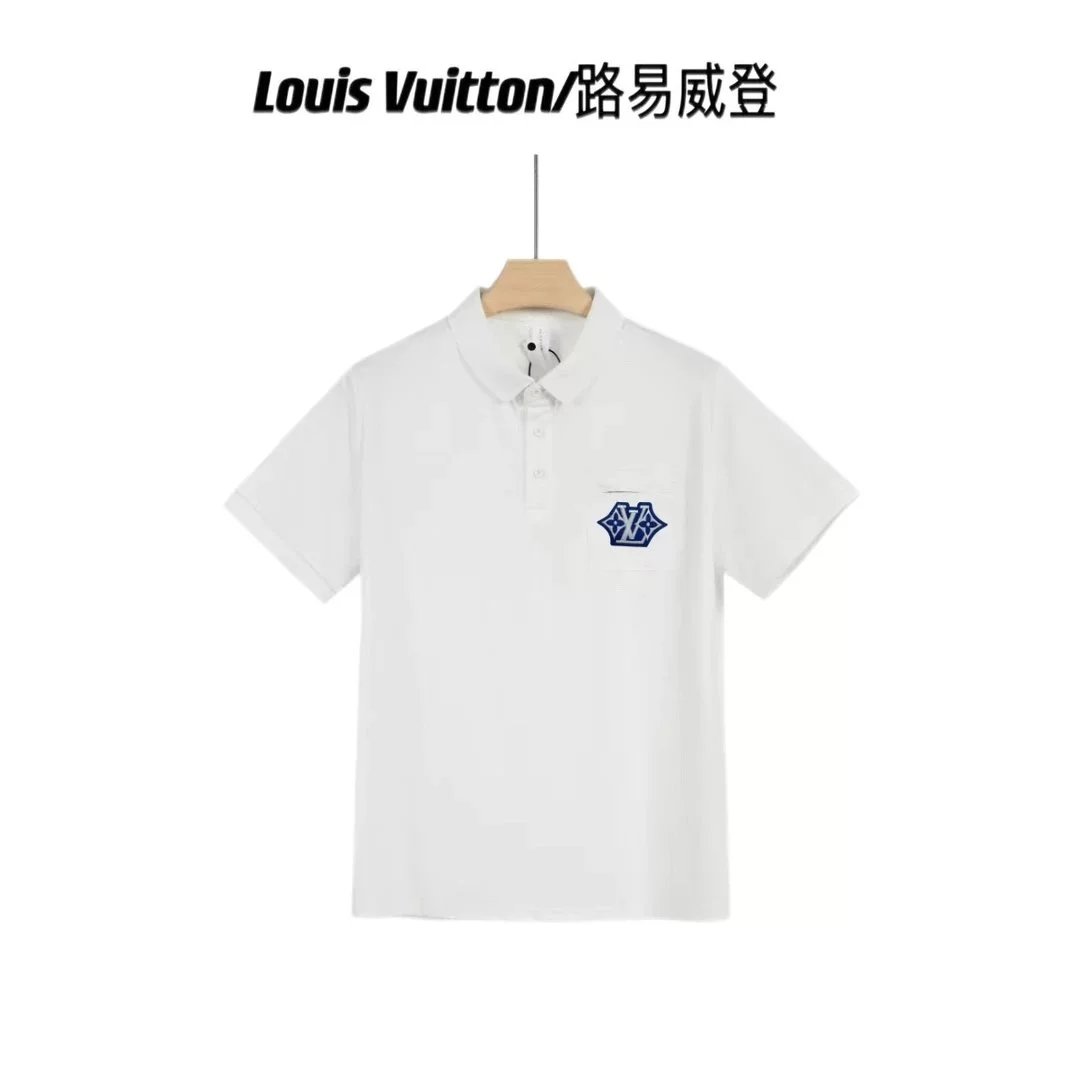 Louis Vuitton LV Monogram Embroidered White Polo Shirt Tops Polo - 18