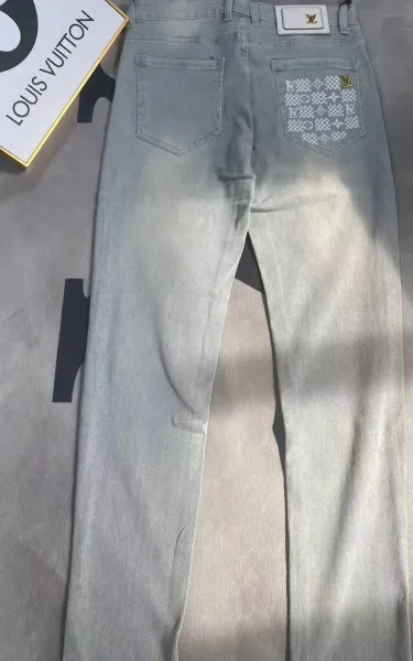 Louis Vuitton Monogram Pocket Detail Light Wash Jeans - 11