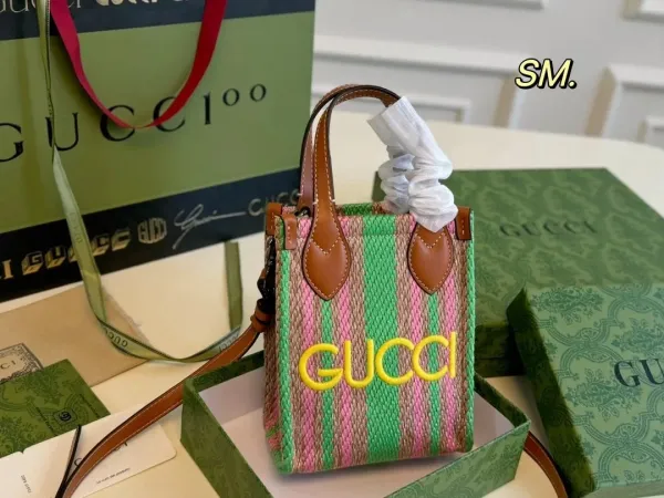 Gucci GG Marmont Mini Shoulder Bag Beige Canvas with Brown Leather Trim - 23